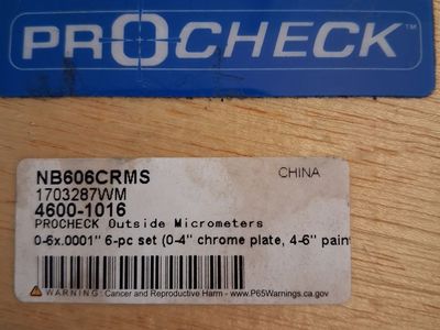PrOcheck 6 piece micrometer set