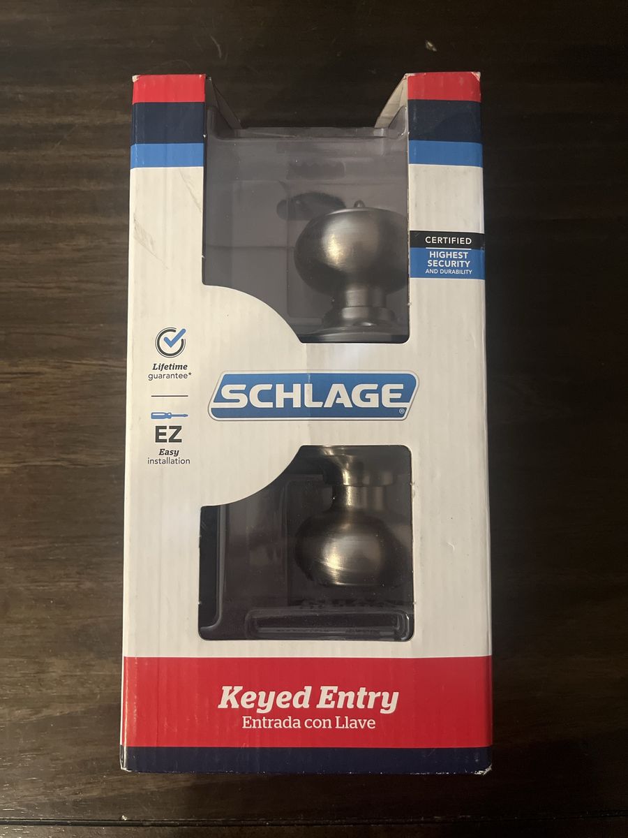 Schlage Keyed Entry Door Knob Lockset Satin Nickel