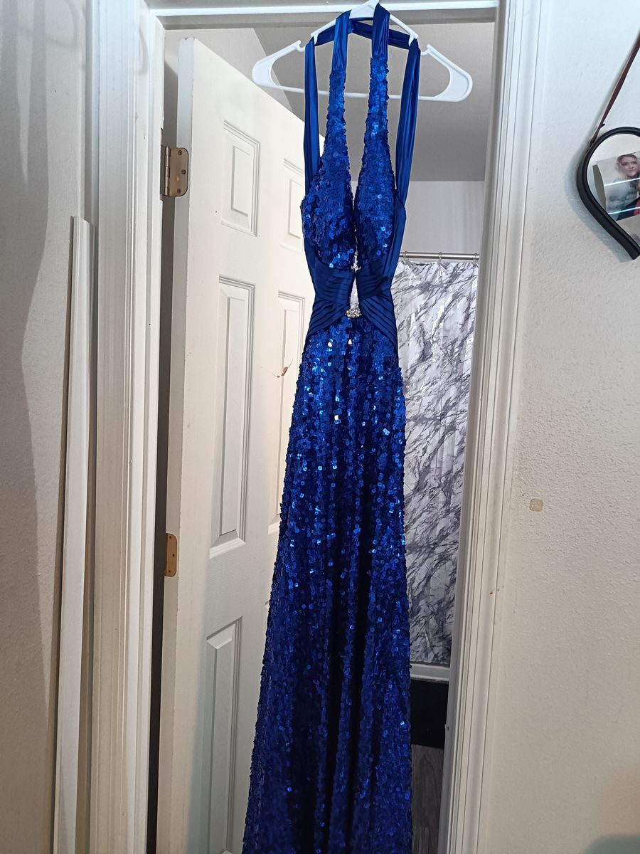 NWT La Femme Royal Blue Sequin Formal Evening Dress Size 6