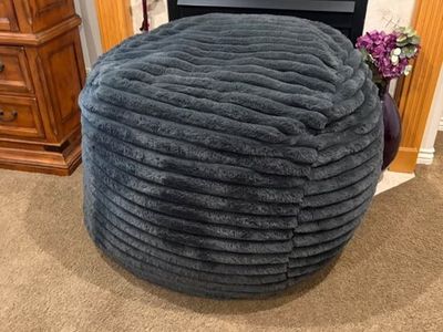 Dark Gray Ribbed Plush Beanbag Chair