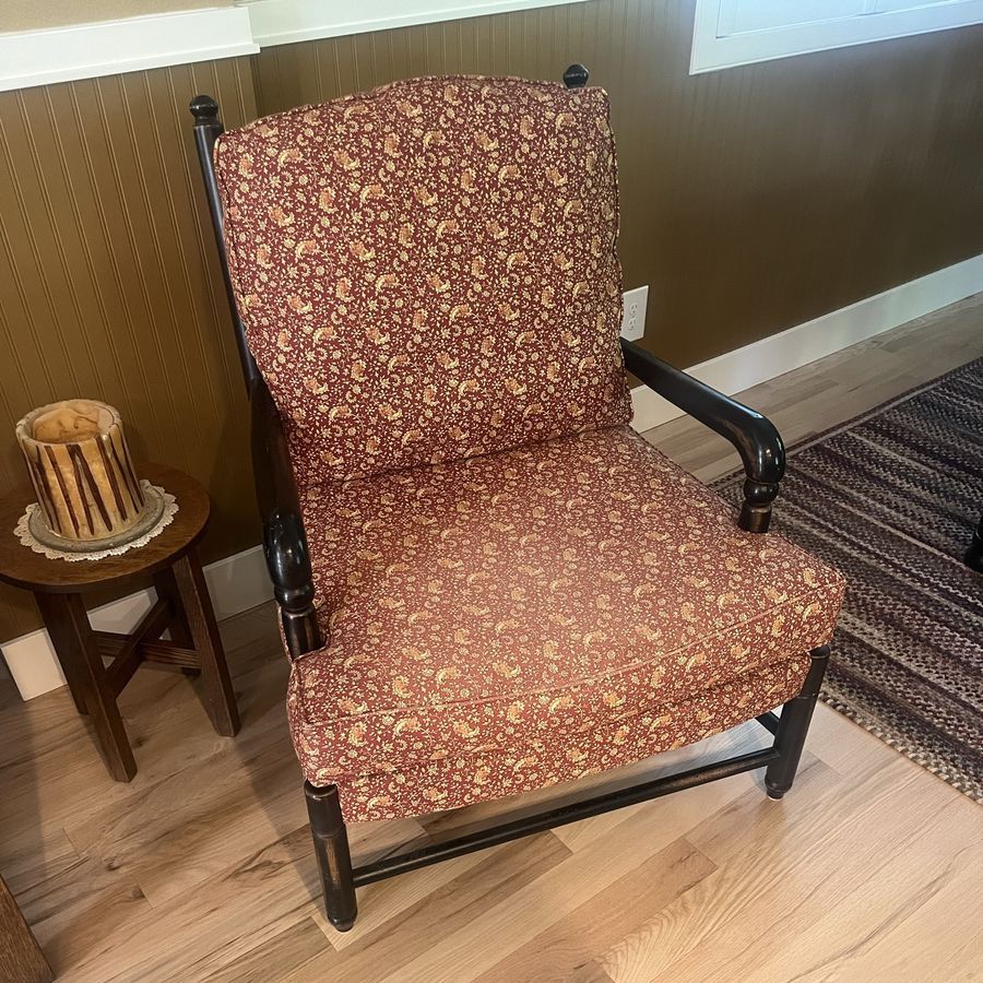 BESCH 3250 Black Wood Dining Chair with Red/Floral Cushion - Gardner Mill Co.