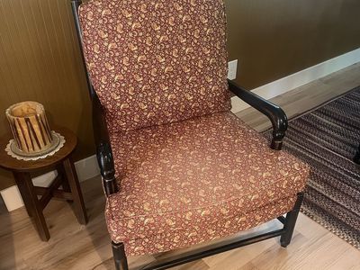 BESCH 3250 Black Wood Dining Chair with Red/Floral Cushion - Gardner Mill Co.