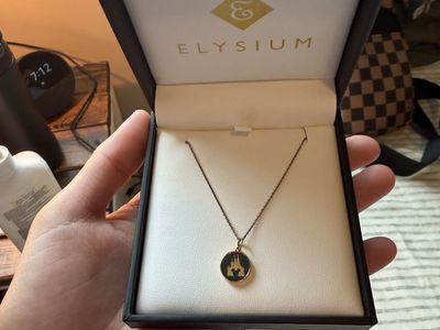 Black Diamond Disney Castle Pendant Necklace with Box