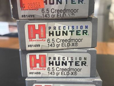 6.5 Creedmoor ammo 78 rounds Hornady ELD-X factory ammo