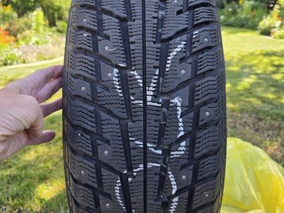 4 Studded, mounted snow tires