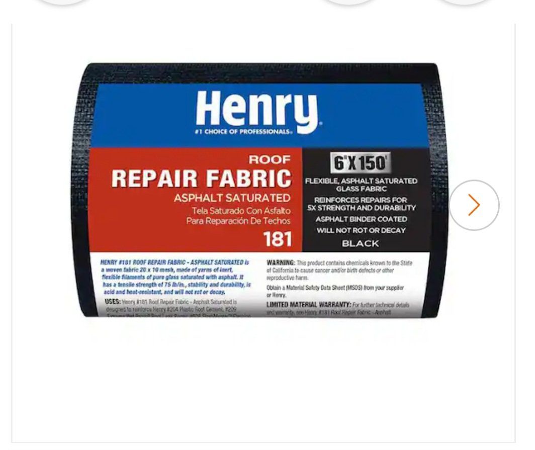Henry 181 Asphalt Saturated Roof Repair Fabric - 6" x 150' Roll - 5X Strength