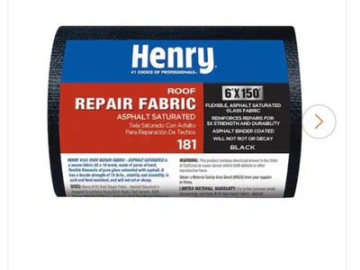 Henry 181 Asphalt Saturated Roof Repair Fabric - 6" x 150' Roll - 5X Strength