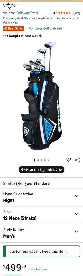 Callaway Strata Complete Golf Set – Right-Handed ️