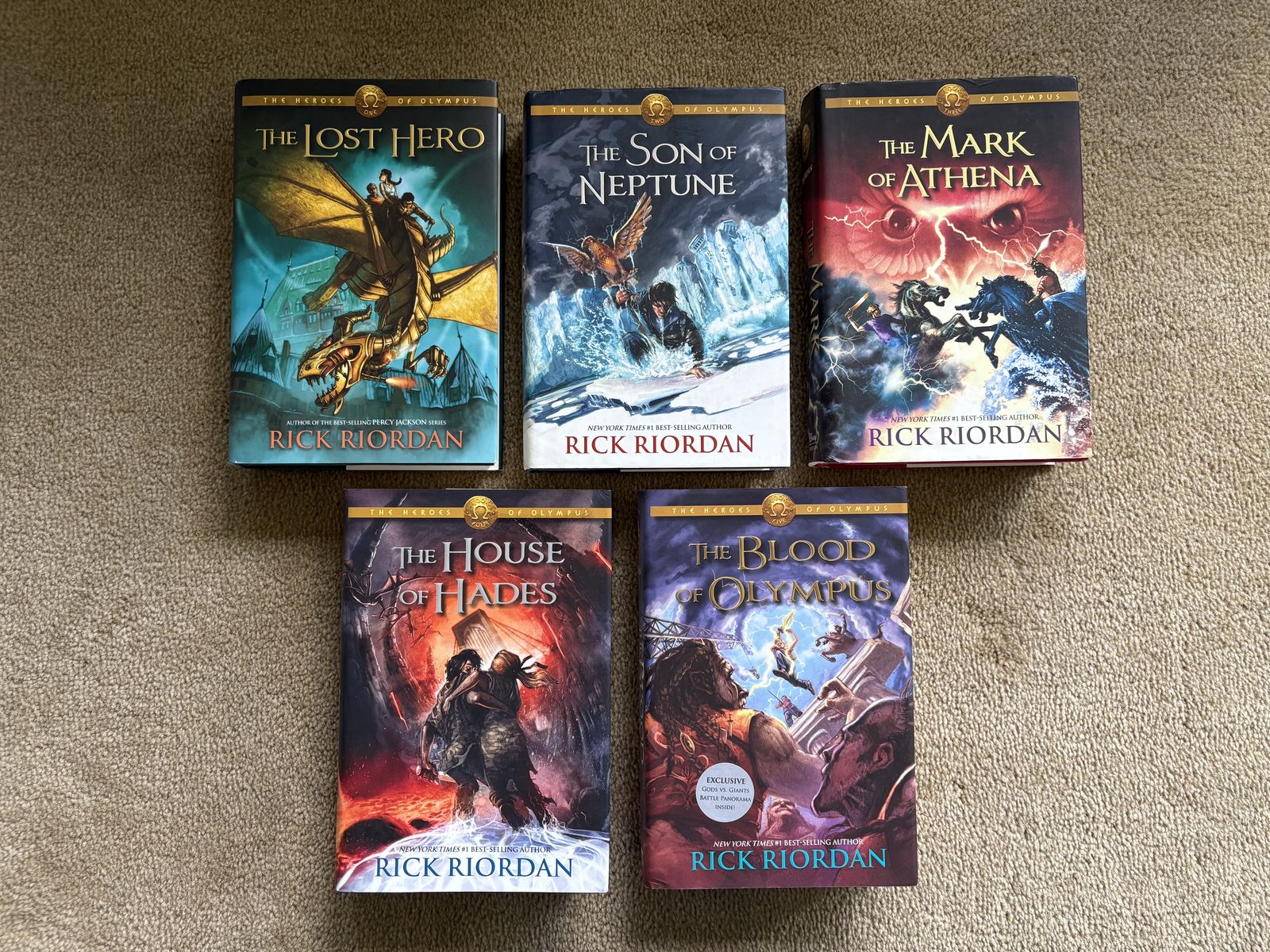 The Heroes of Olympus Complete Series, by Rick Riordan (hardcovers)