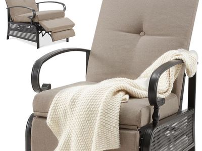 Outdoor Patio Recliner Chair with Cushions and Footrest