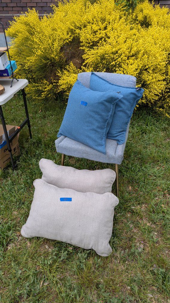 Decorative Throw Pillows and Upholstered Chair