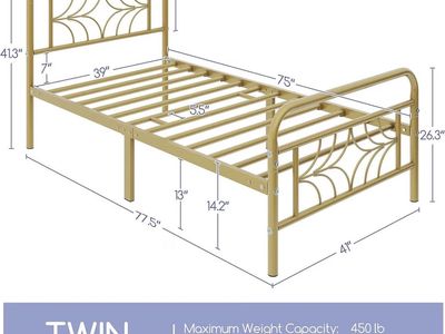 Twin Gold Metal Bed Frame