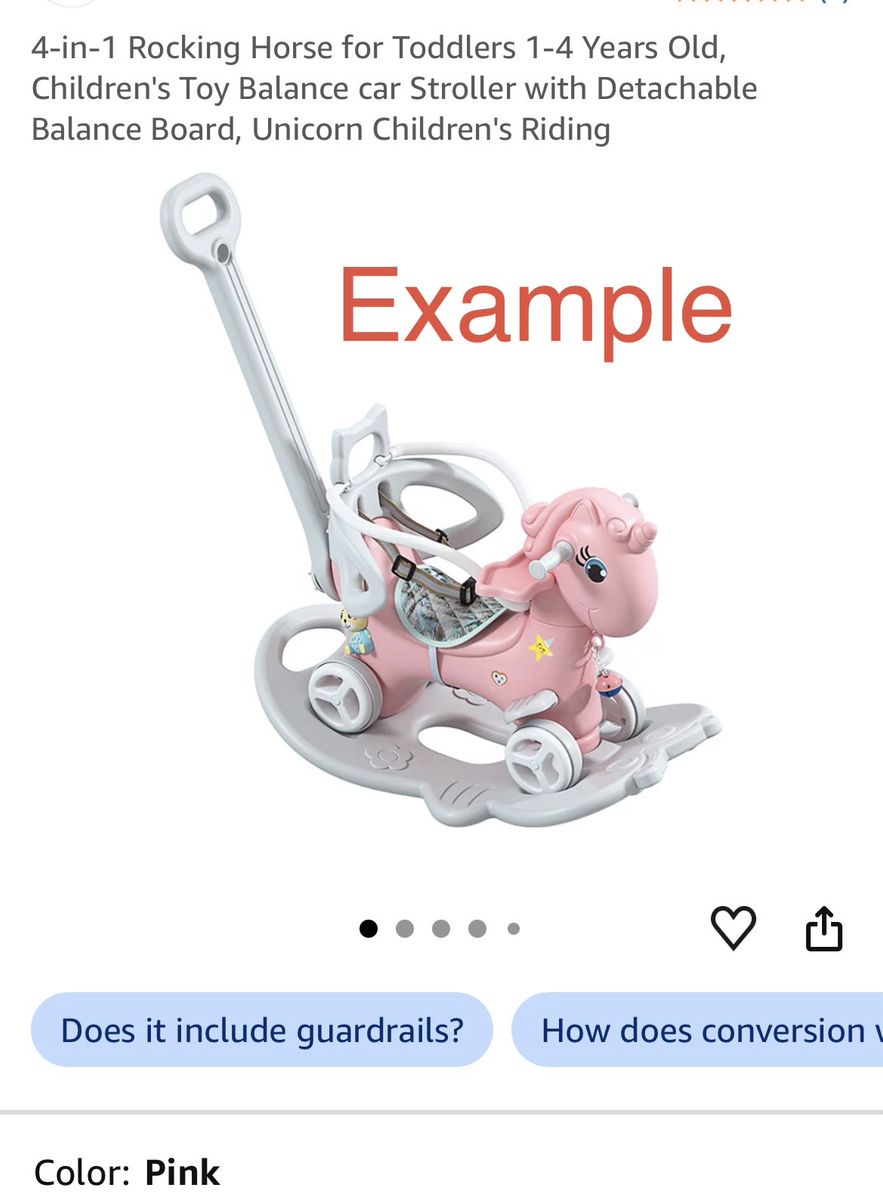 4-in-1 Rocking Horse and Stroller Toy for Toddlers, White