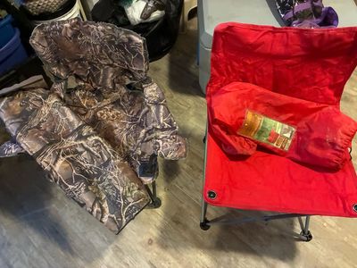 Ozark Trail, and Cabela’s camouflage camp chairs, camping chairs,