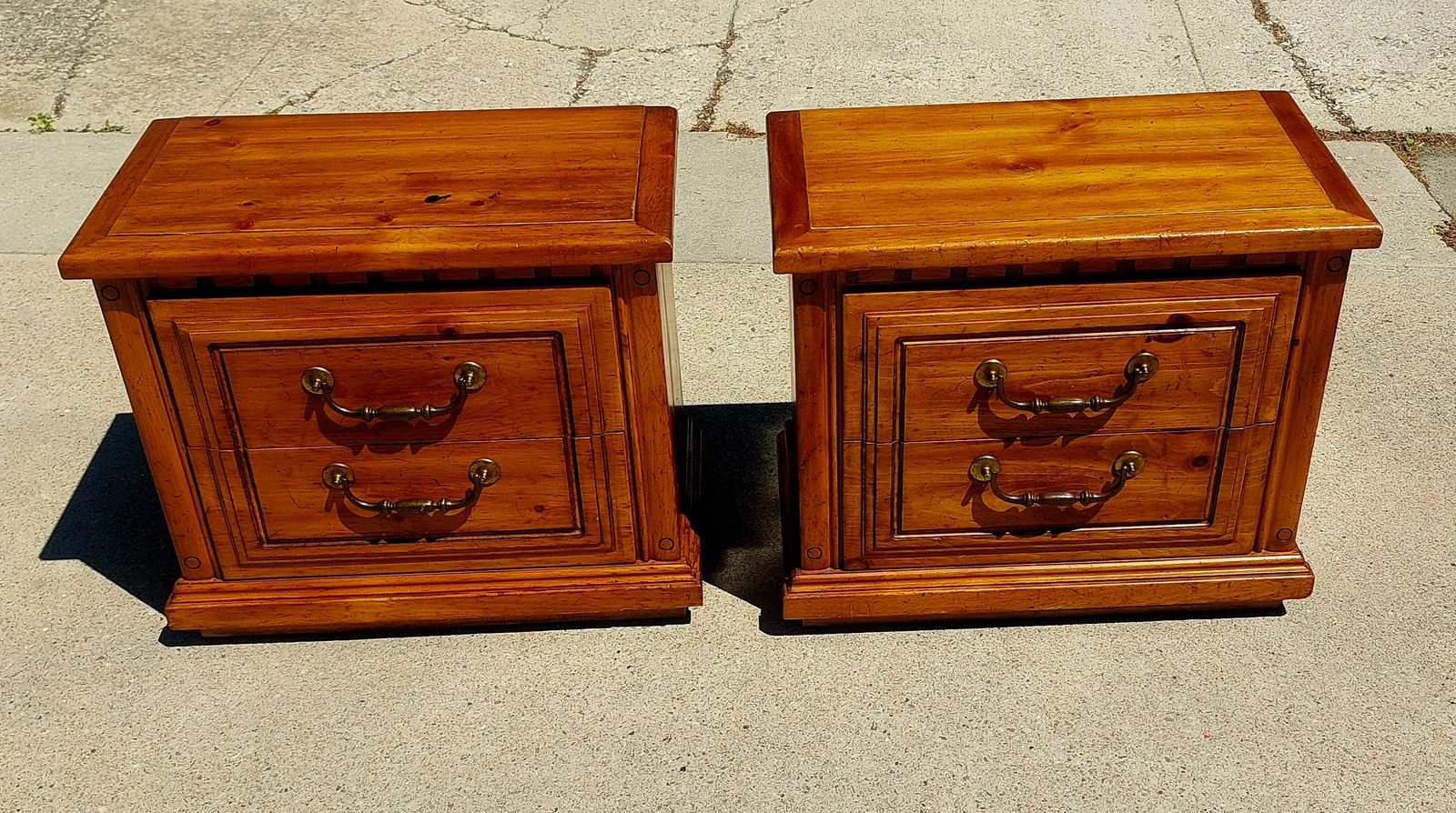 Nightstands Set 2 Drawer Solid Wood
