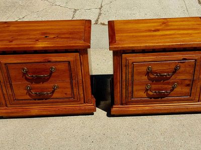 Nightstands Set 2 Drawer Solid Wood