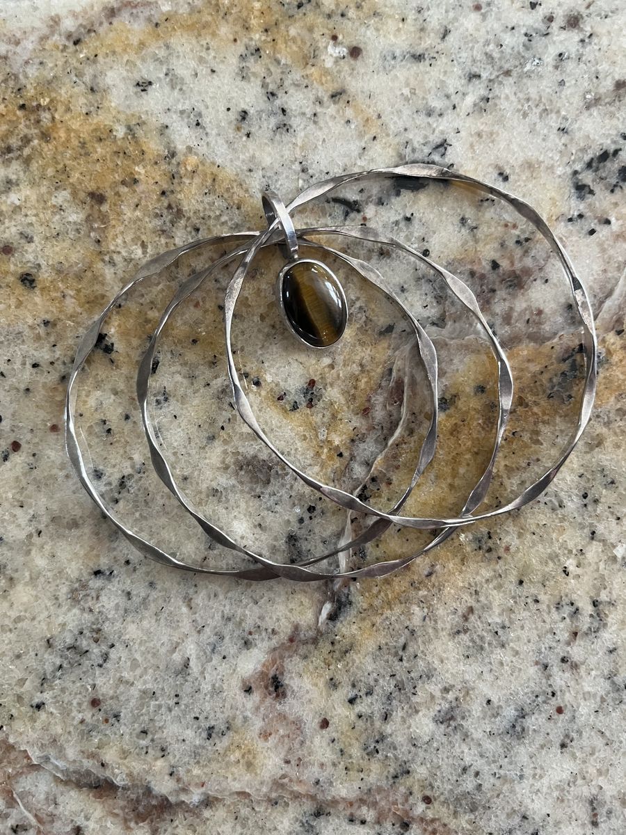 Three Sterling Silver Bracelets with a Tiger's Eye Stone - Vintage- Excellent Condition