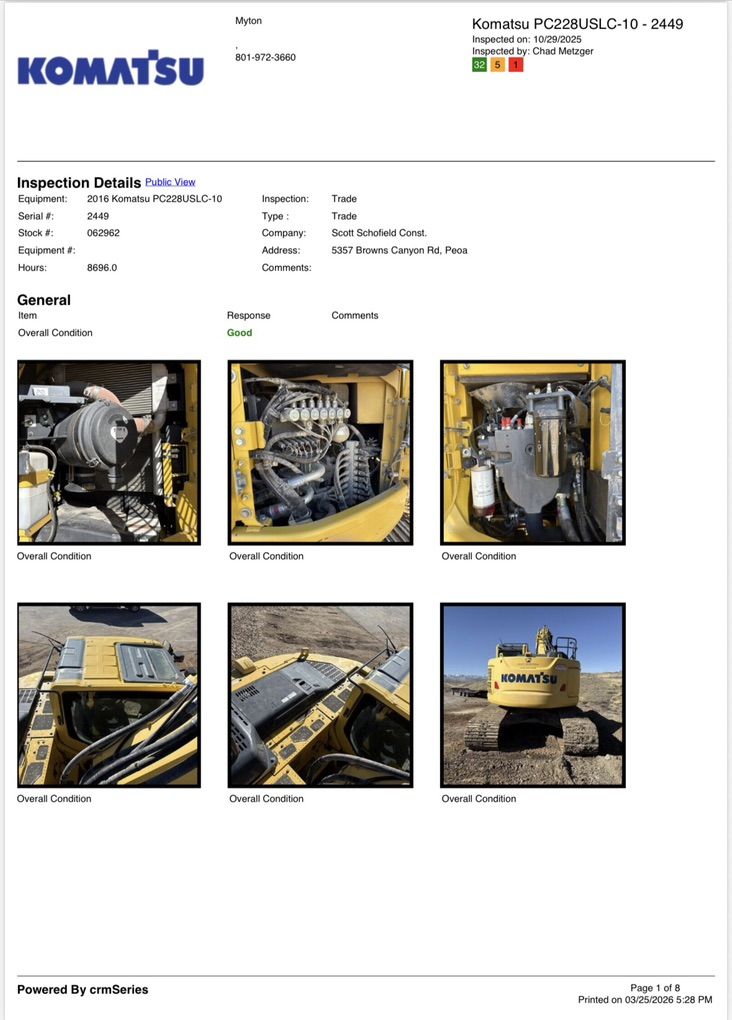 2016 Komatsu PC228USLC-10