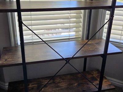 2 matching metal/wood shelves