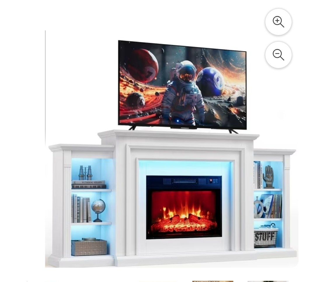72" White TV Stand / Fireplace Mantel – Fireplace NOT Included #484