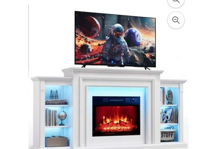 72" White TV Stand / Fireplace Mantel – Fireplace NOT Included #484