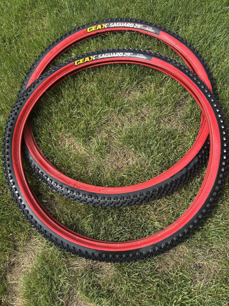 Pair of Geax Saguaro 29x2.0 Mountain Bike Tires Red Sidewall XC Trail