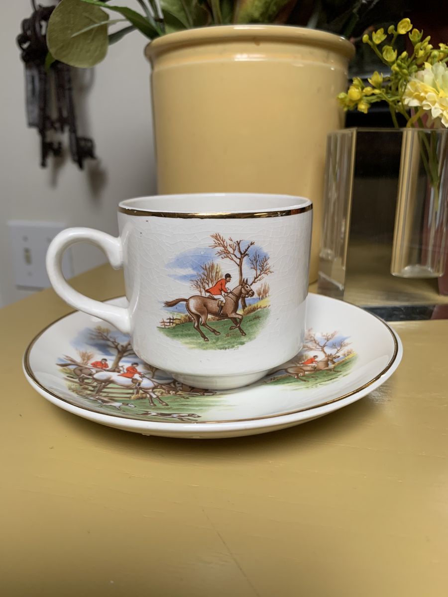 Vintage TALLY HO” Fox Hunt China Tea Cup & Saucer