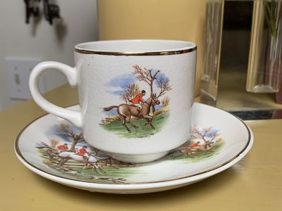 Vintage TALLY HO” Fox Hunt China Tea Cup & Saucer