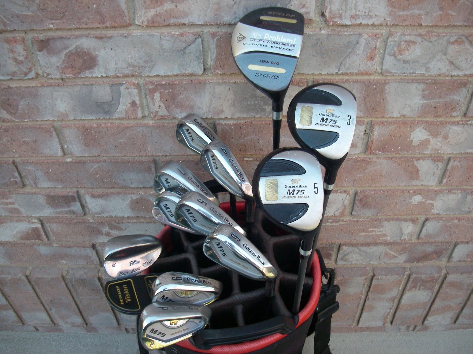 Mens 14 PC Nicklaus GOLDEN BEAR M75 Stainless Golf Clubs Set, Steel & Graphite Shafts, Drivers, Putter, TaylorMade Bag, RH