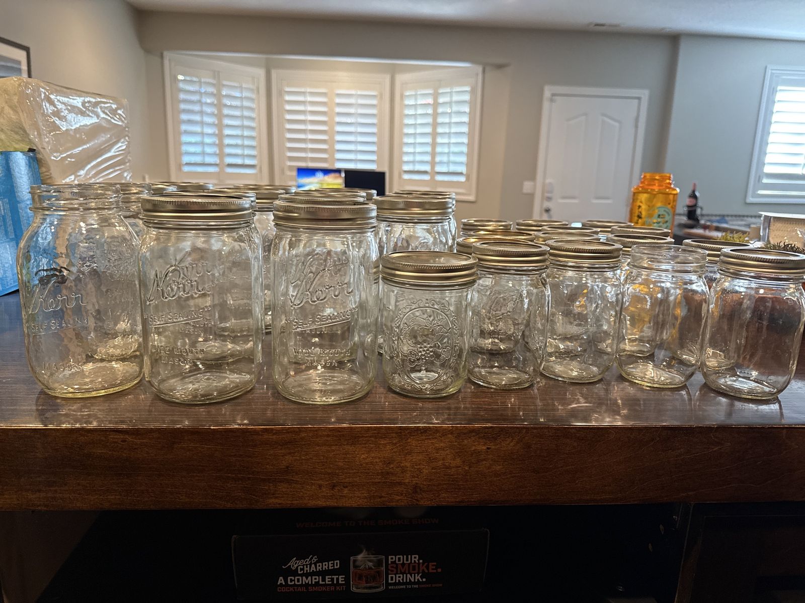 Assorted Wide Mouth & Regular Mouth Mason Jars - Lot of 30 Canning Jars some with Lids