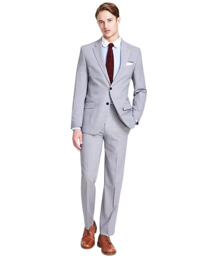 Men's Light Gray 2-Piece Suit - Jacket (40R) & Pants (32) Set for Formal Occasions