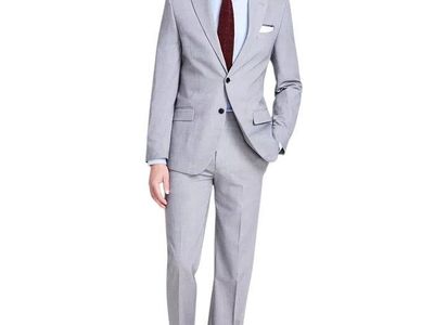 Men's Light Gray 2-Piece Suit - Jacket (40R) & Pants (32) Set for Formal Occasions