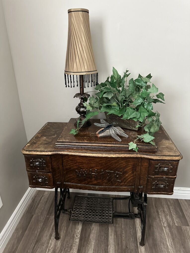 Antique White Rotary Treadle Sewing Machine