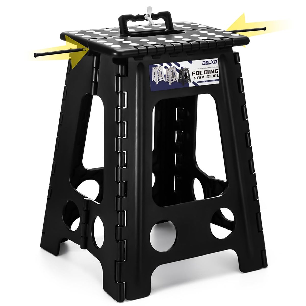 Brand new Delxo 17.1 Inch Folding Step Stool Black Non-Slip Plastic Portable