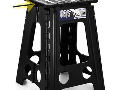 Brand new Delxo 17.1 Inch Folding Step Stool Black Non-Slip Plastic Portable
