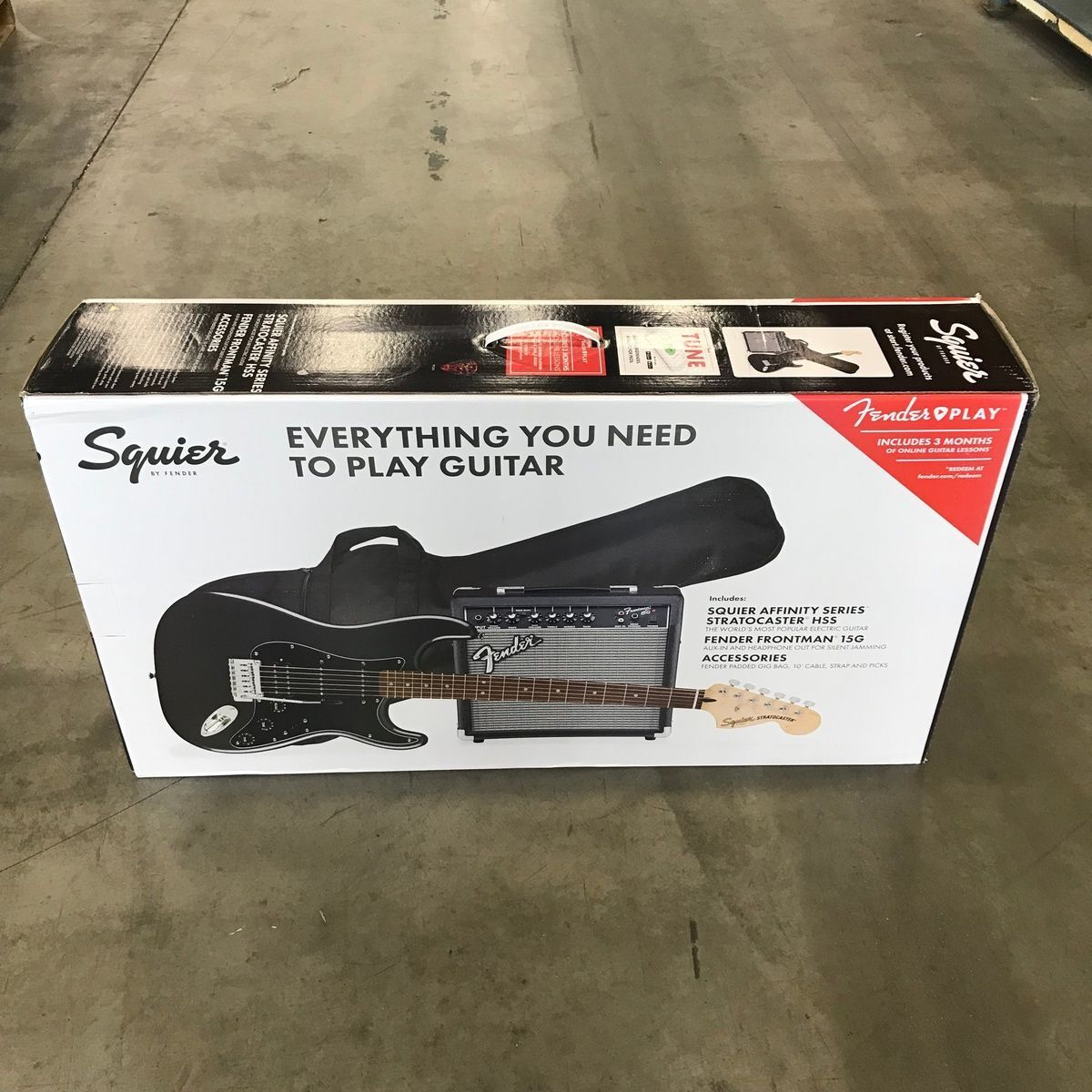 SQUIER BY FENDER AFFINITY STRATOCASTER HSS GUITAR PACK W FRONTMAN AMP -CHARCOAL FROST METALLIC