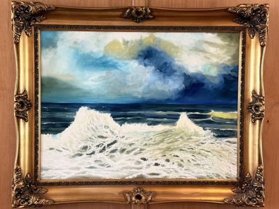 Estate sale - 30" x 40" oil painting with gold ornate frame