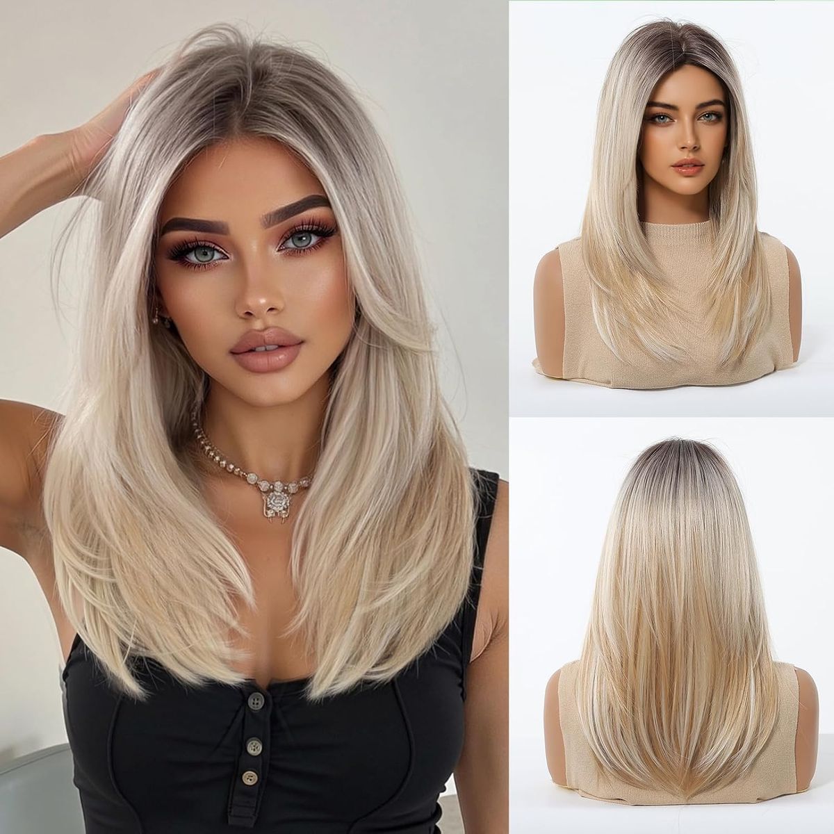 Blonde Wig with Dark Roots