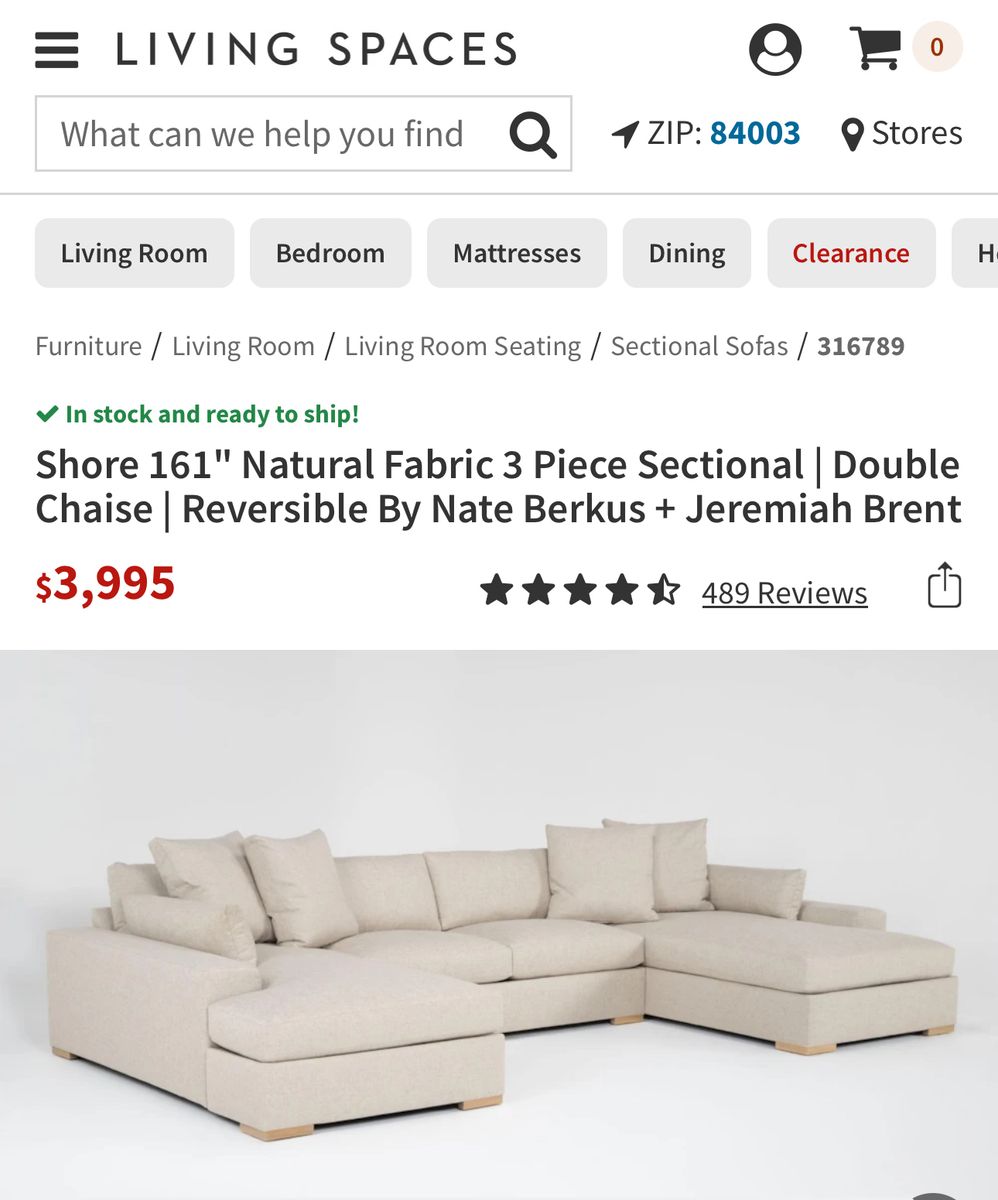 Shore 161 Natural Fabric 3 Piece Sectional