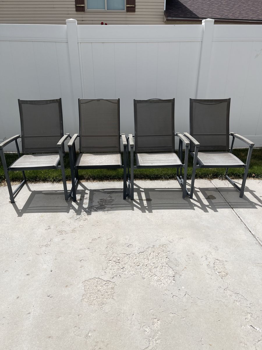 Stackable Metal and Mesh Outdoor Chairs