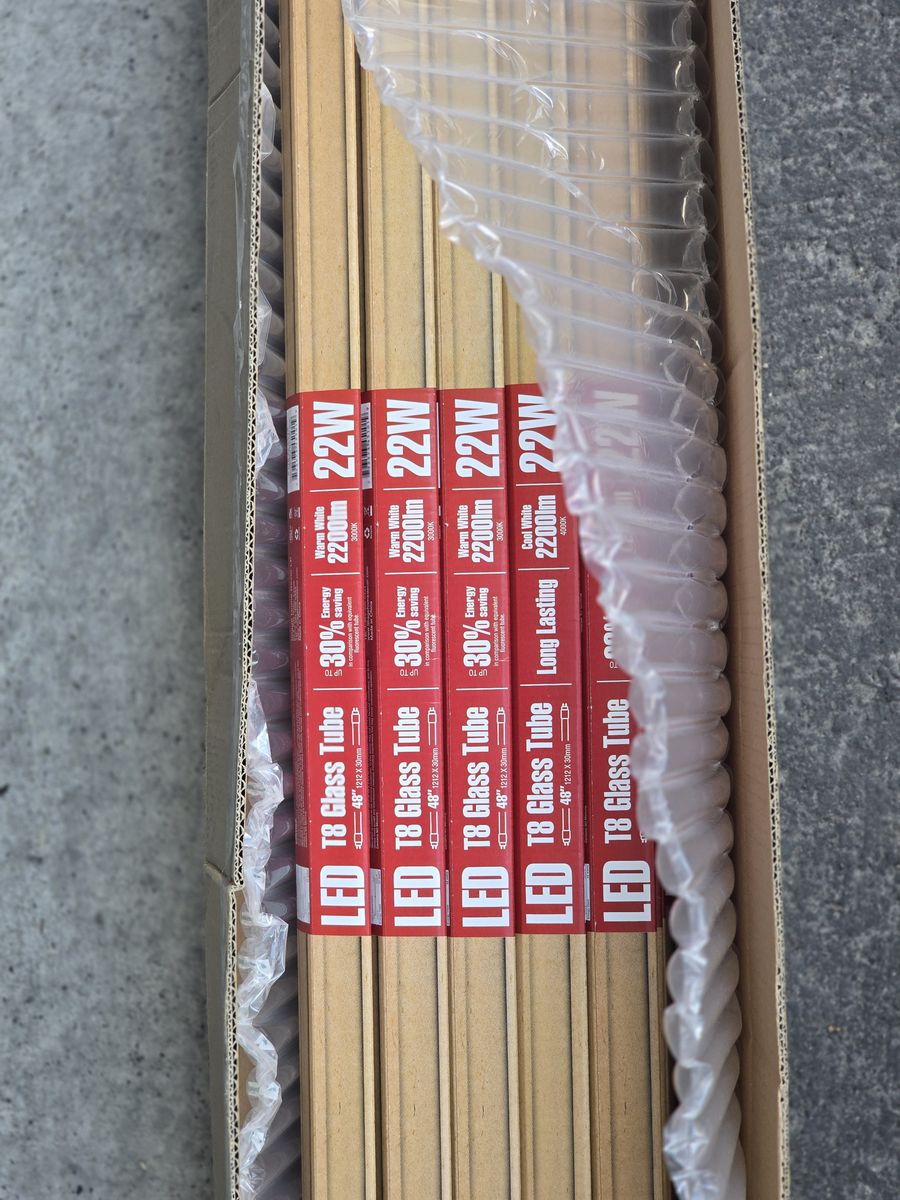 Qty 25 - T8 22W 4ft LED Tube Lights Type B Frosted Fluorescent Replacement Light