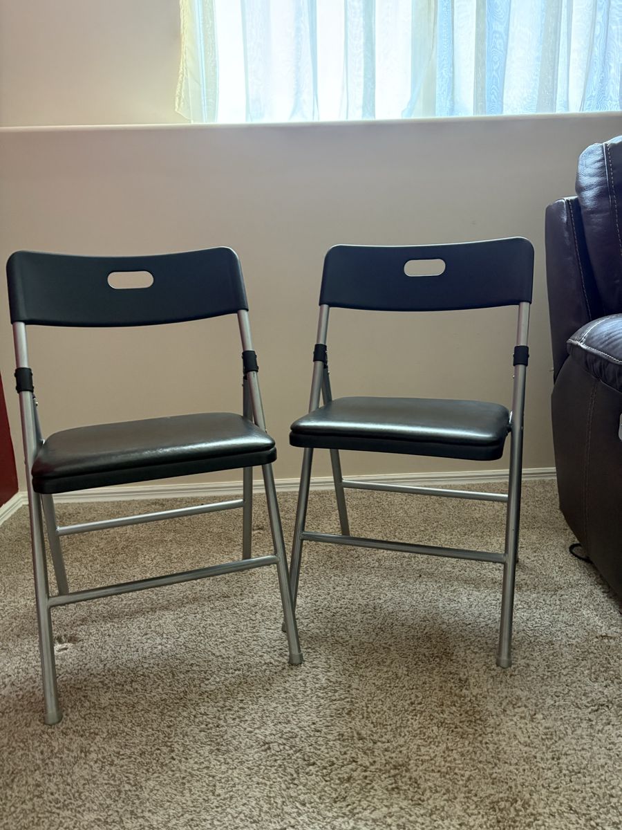 Folding chairs.