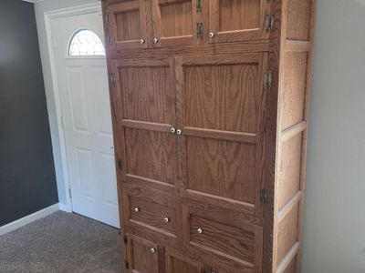 Oak Wood Armoire/Entertainment Center - 78" Tall, 20" Deep - Storage Cabinet Dresser