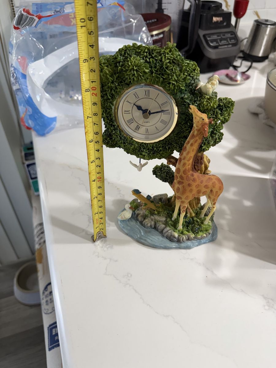Safari Theme Quartz Desk Clock with Giraffe and Tree Design - ~8.5 Inches Tall
