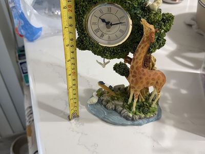 Safari Theme Quartz Desk Clock with Giraffe and Tree Design - ~8.5 Inches Tall