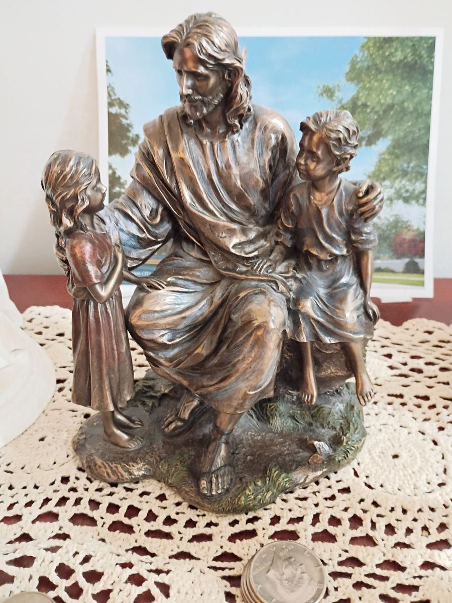 Bronze Statue The Savior w Children