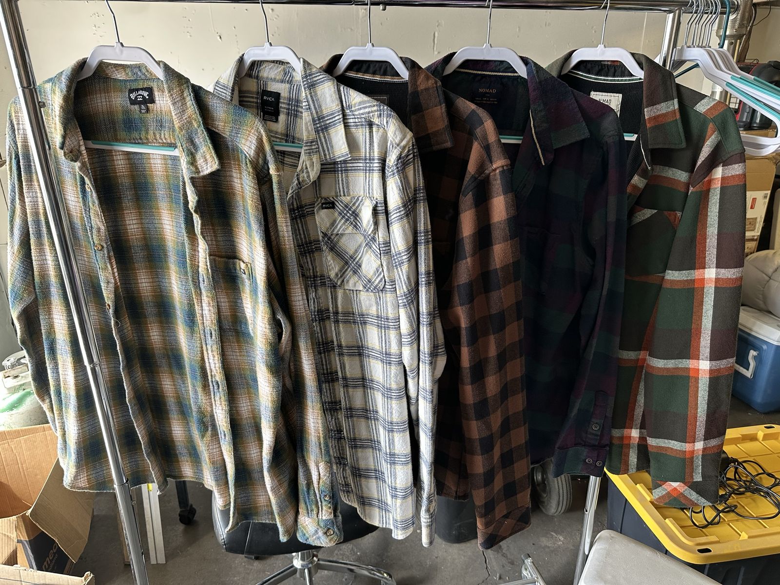 Lot of 5 Flannel Ling Sleeved Shirts Size XL