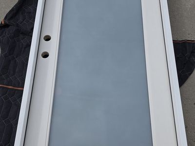 Brand New Therma-Tru Full Lite Fiberglass Front Door. Back, patio, garage. save!!
