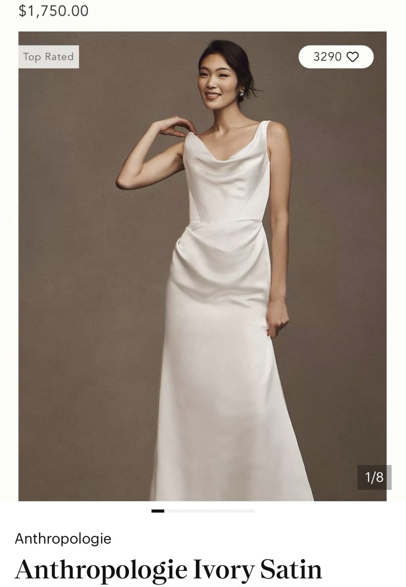 Anthropologie Wtoo by Watters Gigi Draped U-Neck Column Wedding Gown