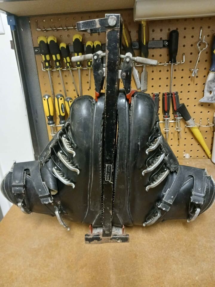 Leather ski boots with boot tree